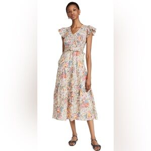 SEA New York Ines Floral Smocked Midi Dress, size 10